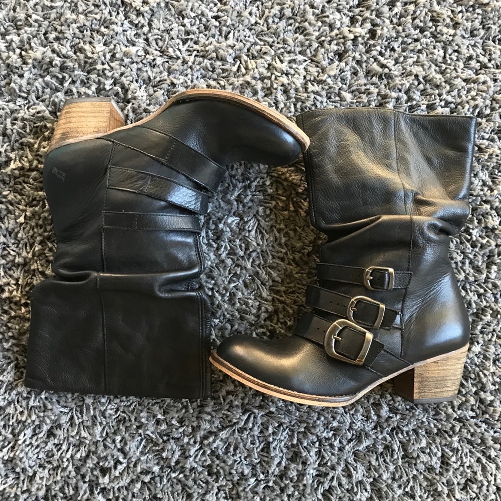 Steve Madden low mid-calf biker boot.